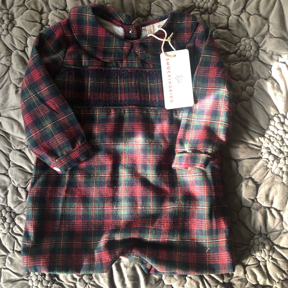 NWT Smockingbird Plaid Baby Boy Shortie Size 6 months